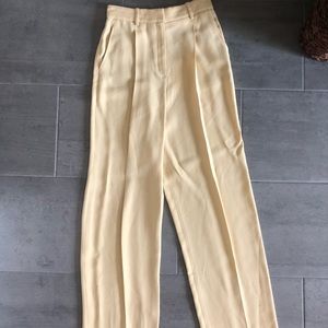 Theory pale straw wide leg trousers
